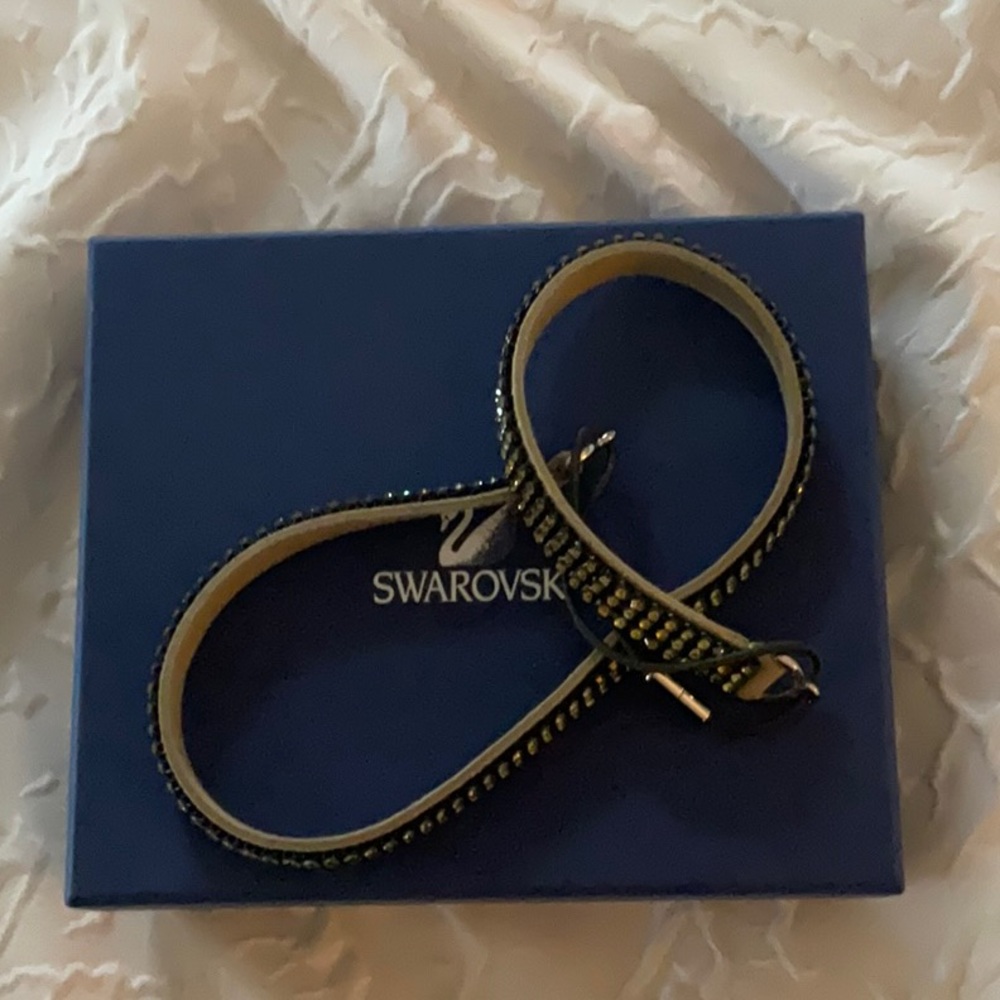 NEW SWAROVSKI 3 ROW CRYSTAL HEADBAND DARK BROWN ALMOST BLACK GORGEOUS AND RARE